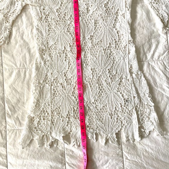 White Cotton Lace Crochet Beach Cover Up Solitaire Swim - Picture 12 of 13